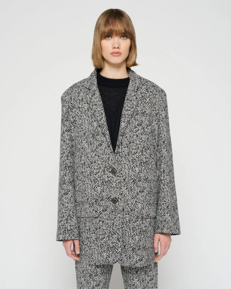 Blazer Herringbone 10Days zwart