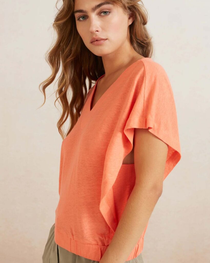 Top Peach Orange Yaya v-neck