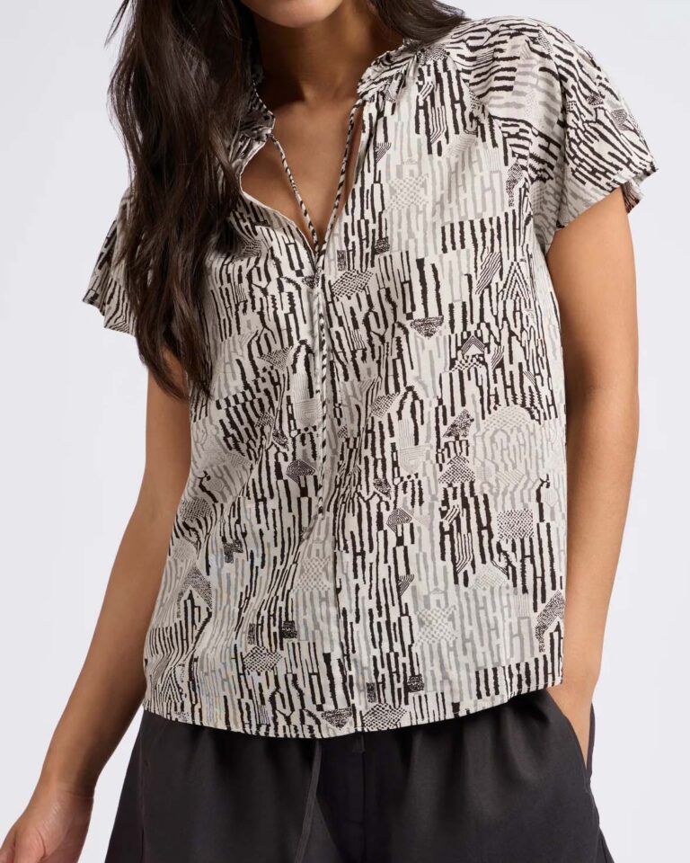 Top Printed Ruffle Yaya grijs print