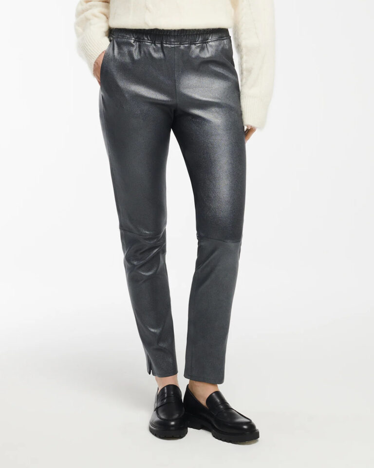 Broek Noa Leather Studio AR metallic grey