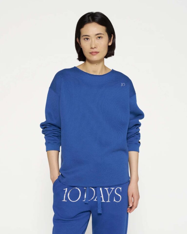 Sweater Raw Edge Blue 10Days true blue statement