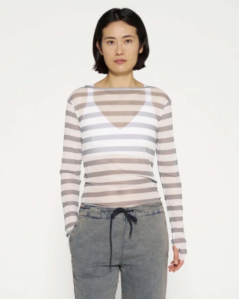 Top Mesh Tee Stripe Grey 10Days grijs ecru