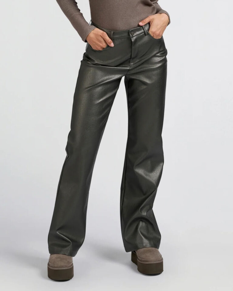 Broek Faux Leather Metallic Yaya zilver grijs