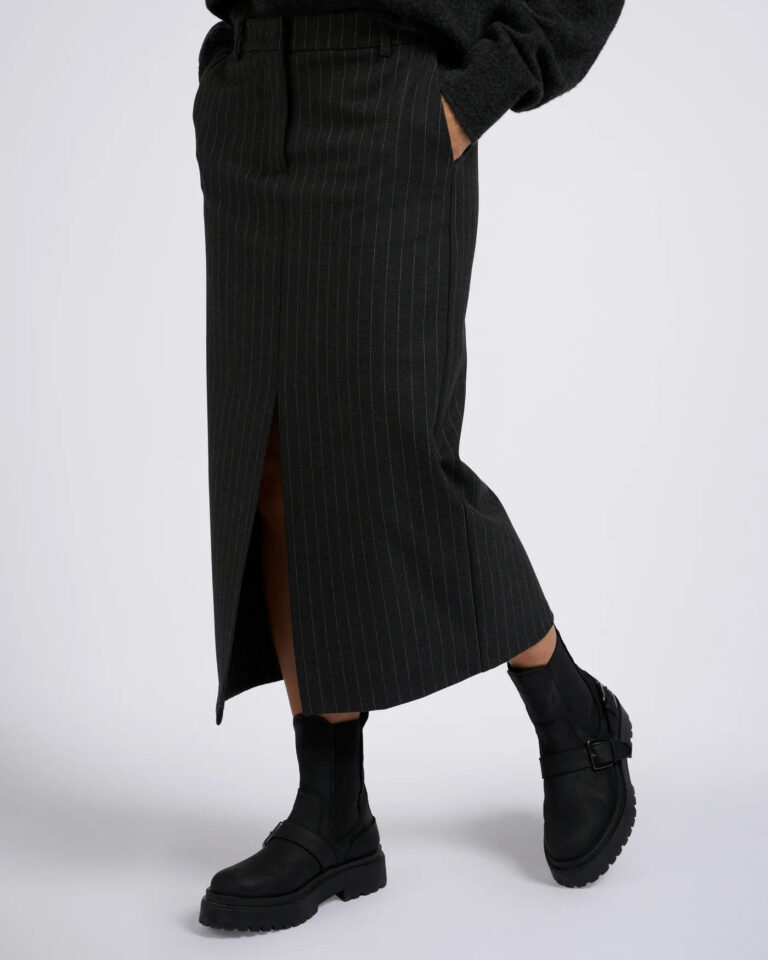 Rok Midi Pinstripe Grey Yaya antraciet grijs