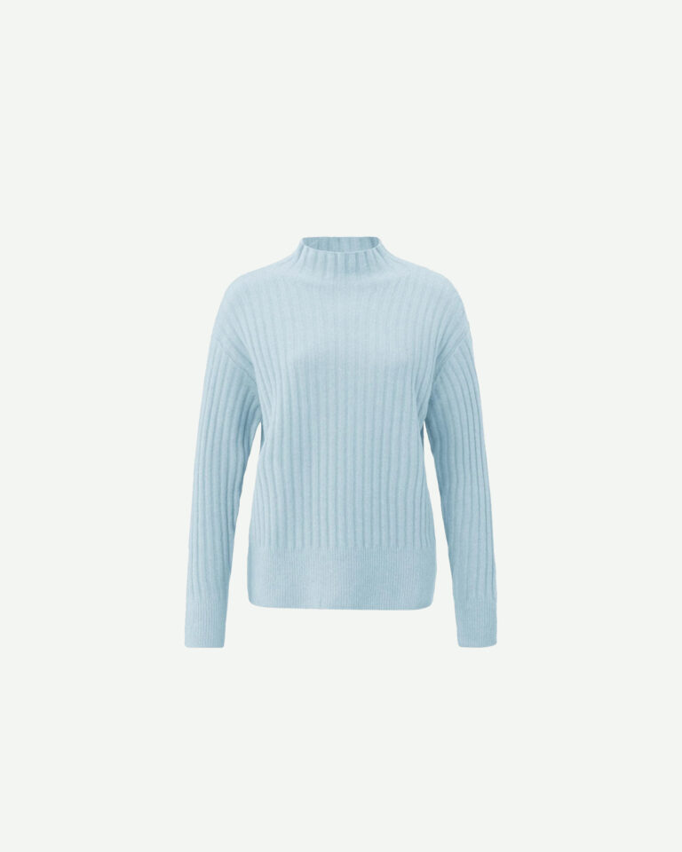 Sweater Ribbed Blue Yaya ice blue melange