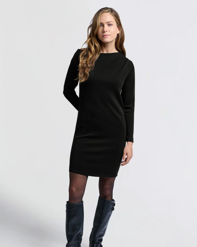 off shoulder dress van yaya met lange mouwen in het zwart