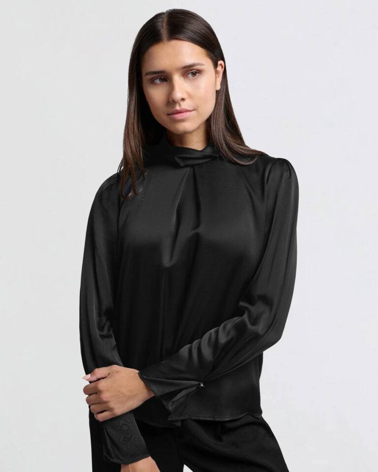 zwarte blouse met plisse en col yaya