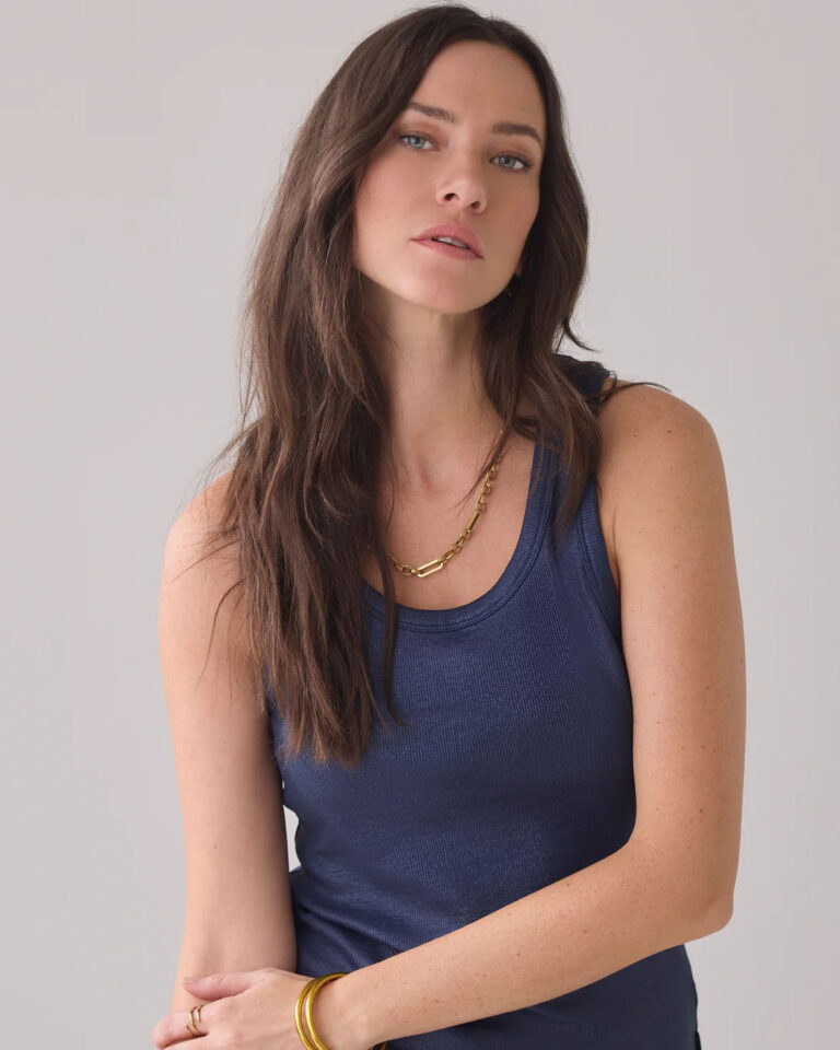 Rib Tanktop Blauw Summum midnight blue