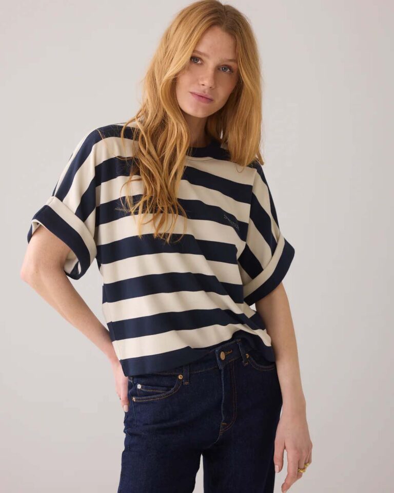 Top Boxy Stripe Navy Summum blauw ecru