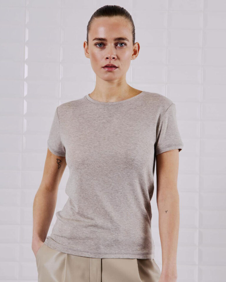 T-shirt Heather Stone With Black beige