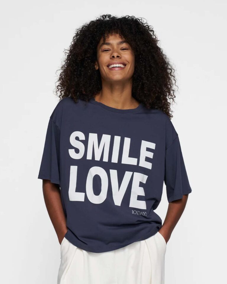 T-shirt Smile Love Blue 10Days blauw