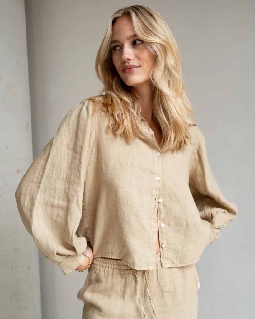Blouse Safari Penn&Ink beige linnen