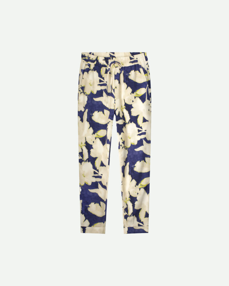Broek Keetie Flower Kyra indigo blauw ecru