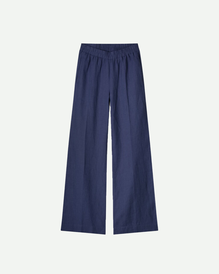 Broek Lieke Blue Kyra indigo blauw linnen