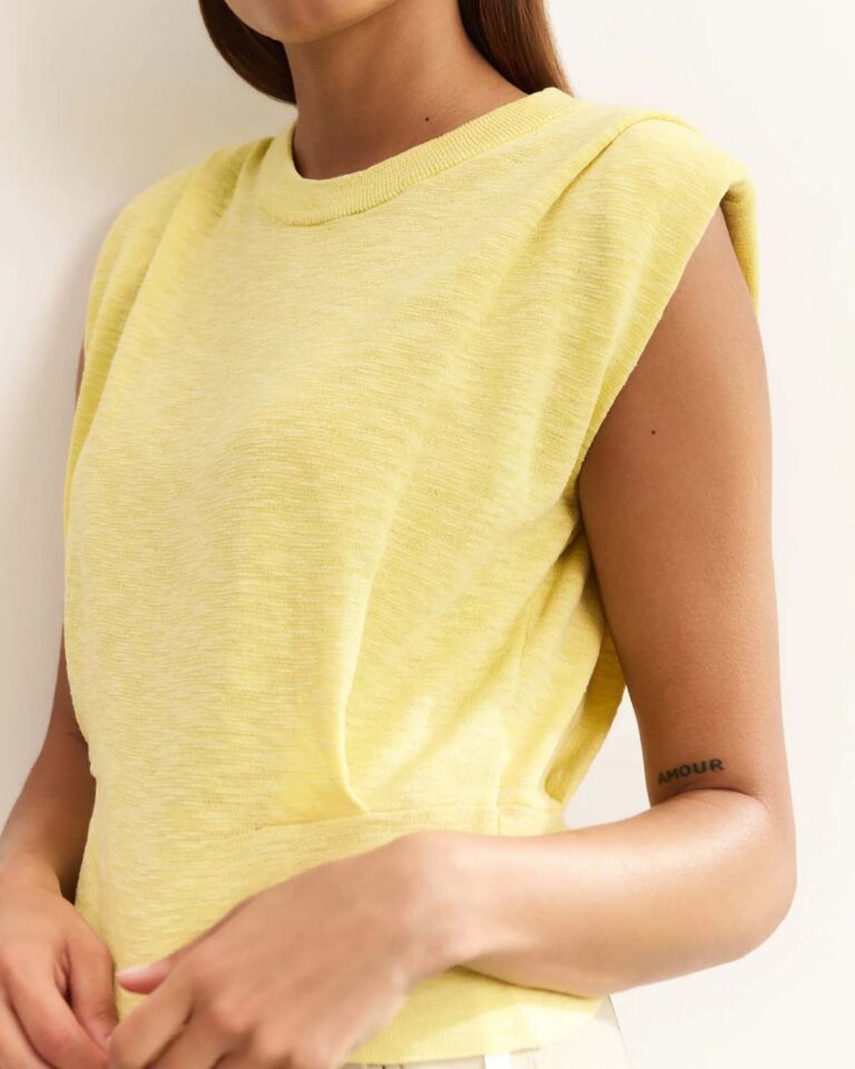 Top Shoulder Yellow Yaya geel mouwloos
