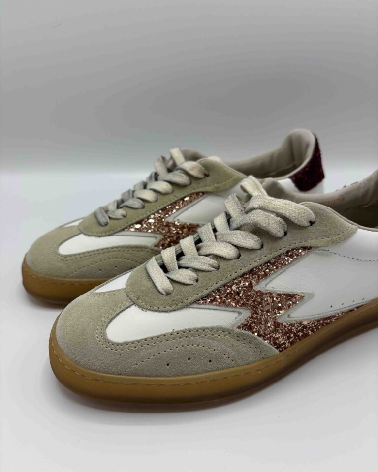 Sneaker champagne glitter bordeaux Moa Concept wit