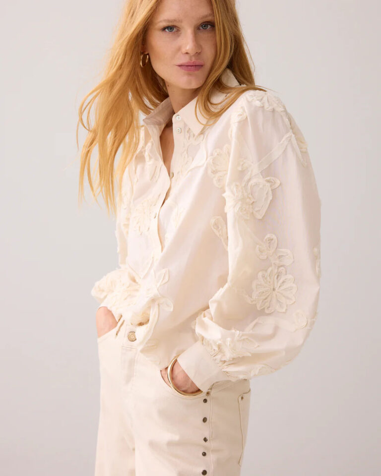 Blouse Flower Tape Ivory Summum ecru