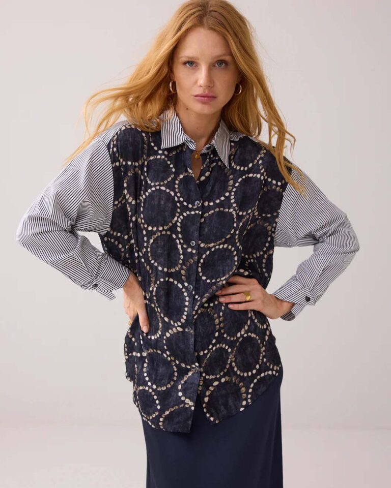 Blouse Print Blauw Summum gestreept