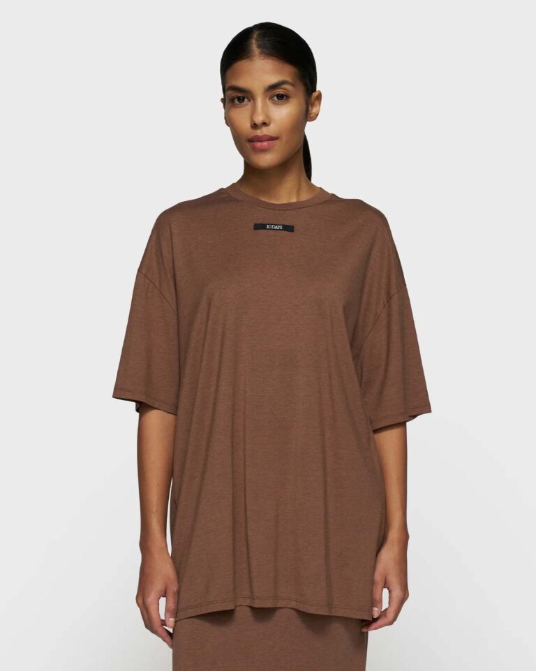 T-shirt Oversized Truffle 10Days donkerbruin