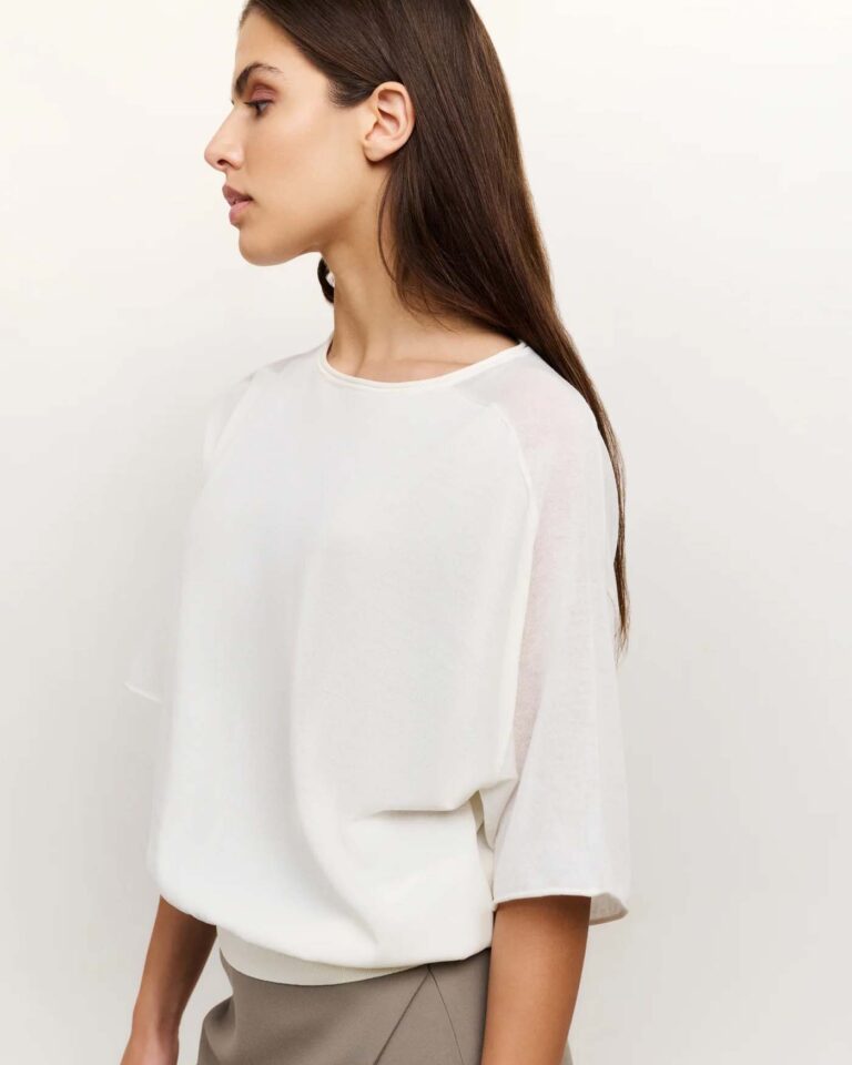 Shirt Off White Yaya boothals transparante mouw