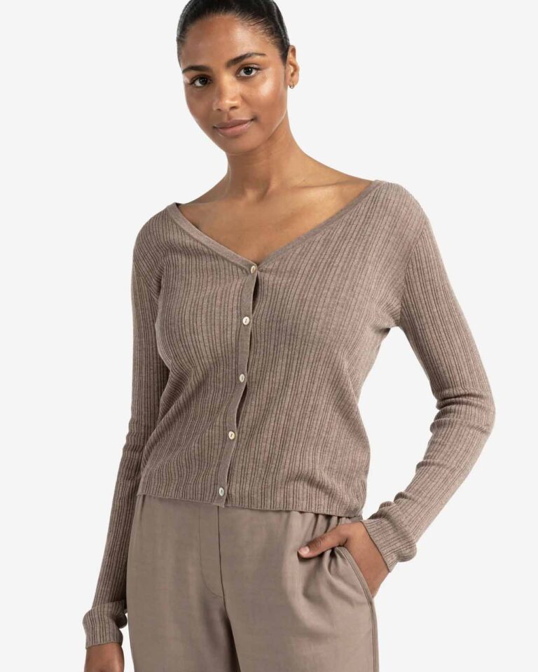 Vest Rib Greyish Brown Yaya bruin melange
