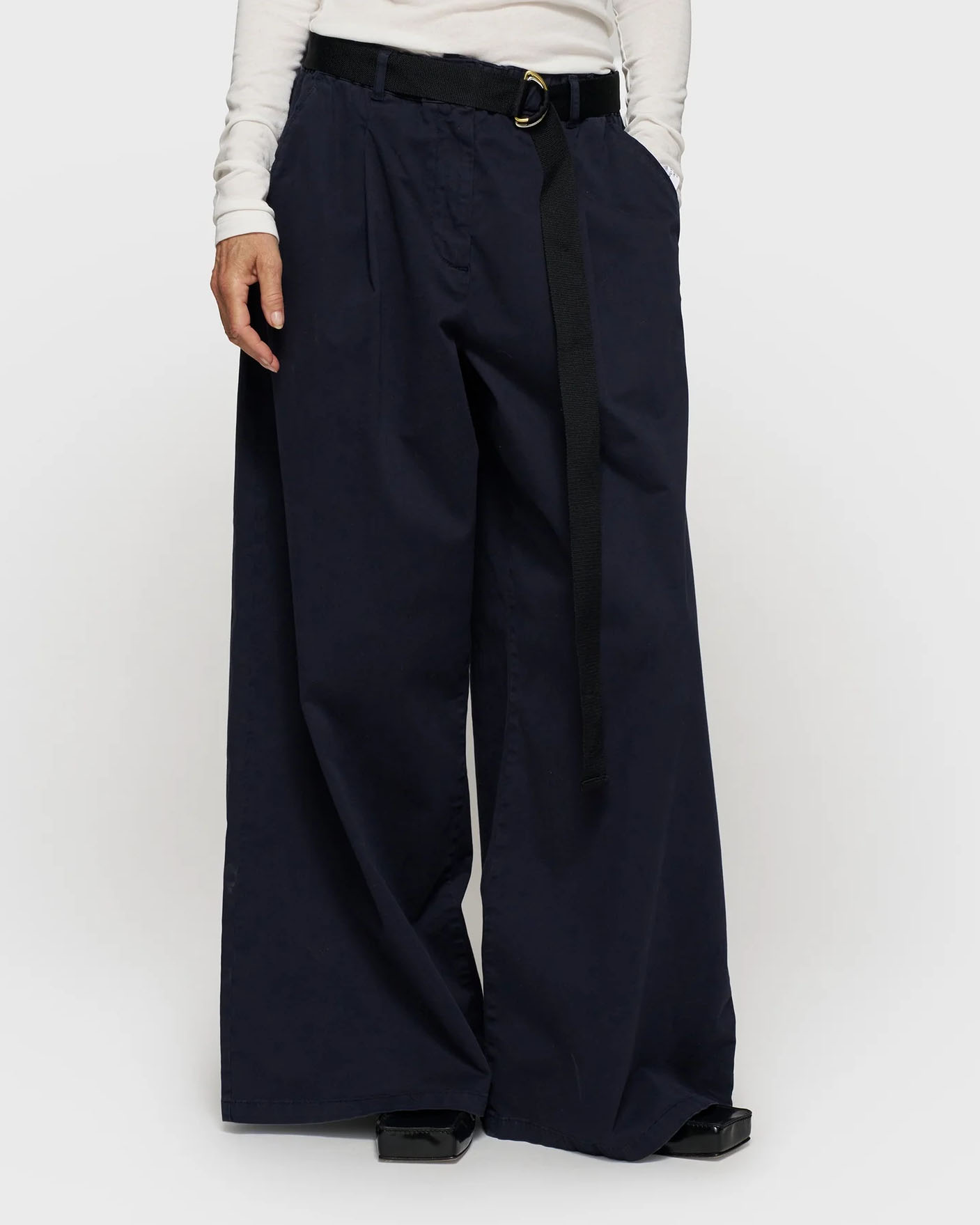 Broek Twill Dark Navy 10Days donkerblauw wide leg