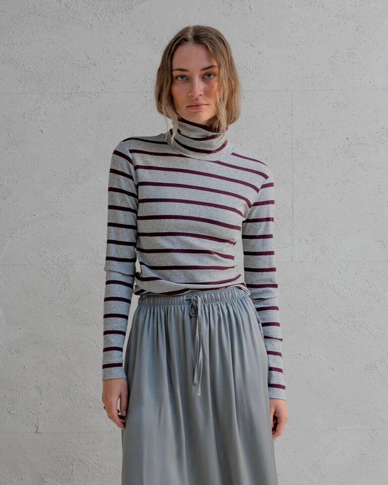 Longsleeve Stripe Grey Penn&Ink aubergine