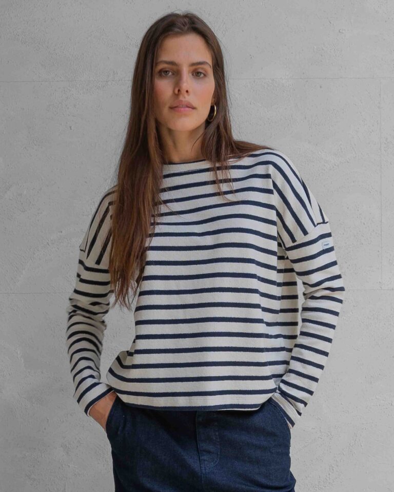 Sweater Stripe Navy Ecru Penn&Ink