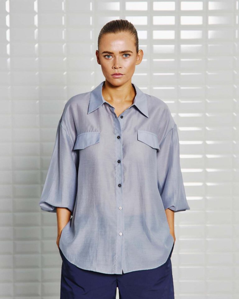 Blouse Lennon Blue With Black