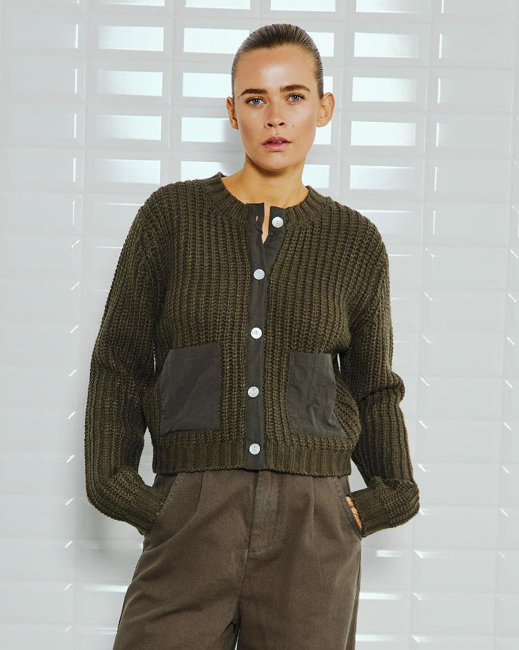 Vest Salome Olive With Black groen