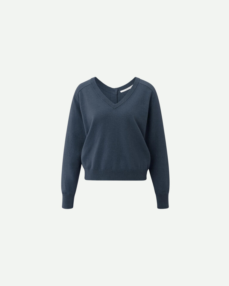 Sweater V-neck Blue Yaya china blauw melange