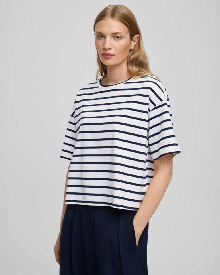 T-shirt Leana Stripe MSCH Copenhagen egret sky captain