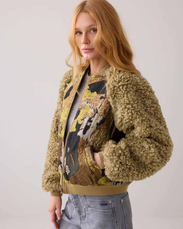 Jacket Bomber Jacquard Teddy Summum groen