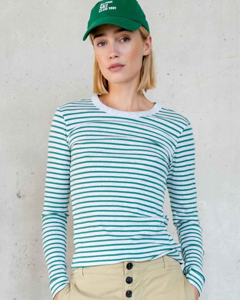 Longsleeve Green Stripe Penn&Ink grey melange
