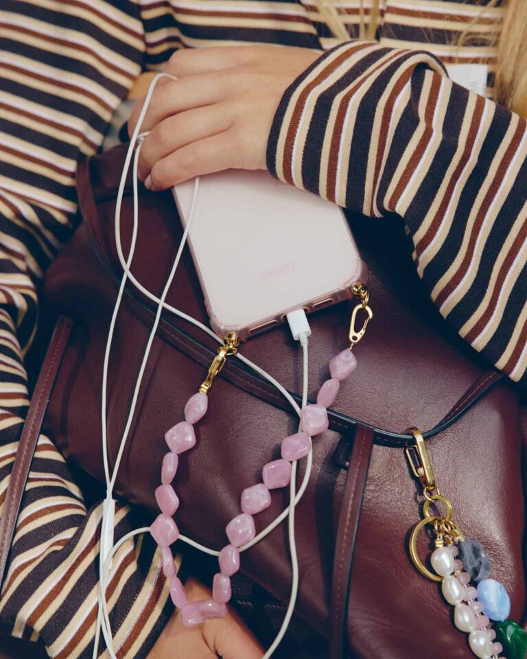 Phone Cord Short Pink Twist Ateljé roze