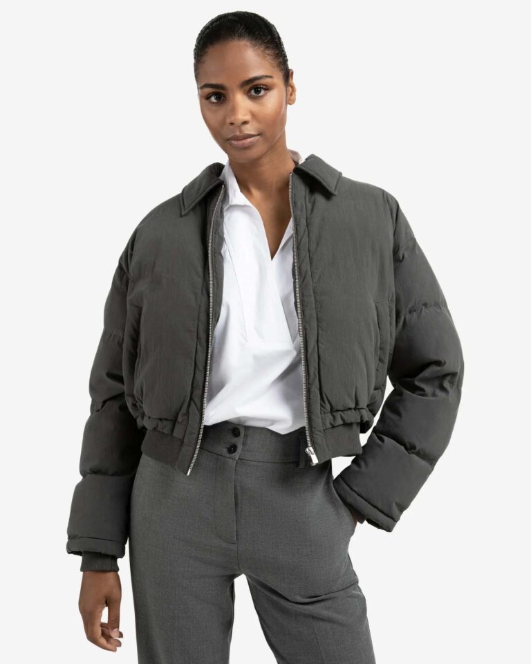 Cropped padded jacket with ribbed cuffs yaya