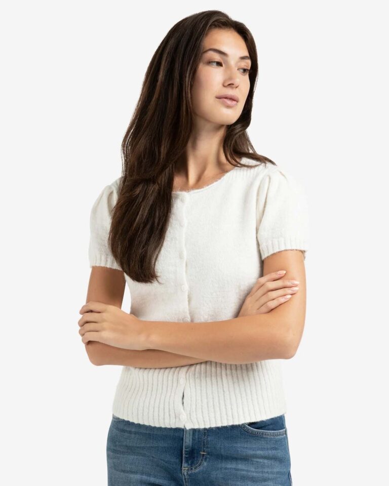 Vest Off White Knit Yaya ecru