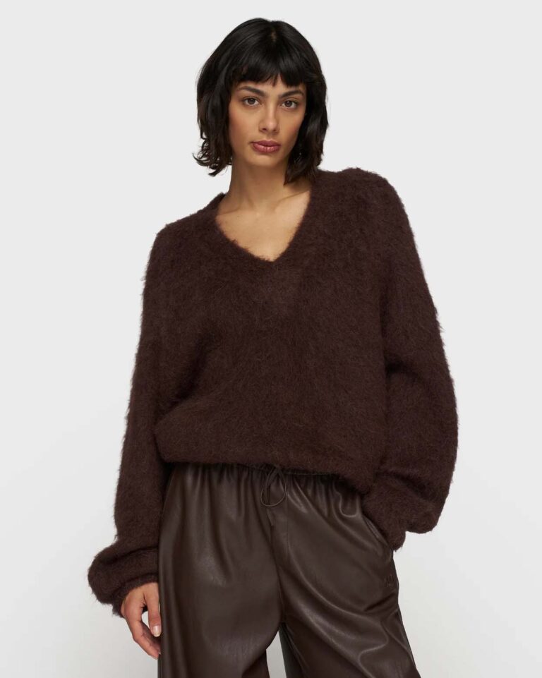 Trui V-neck Deep Wine 10Days bruin