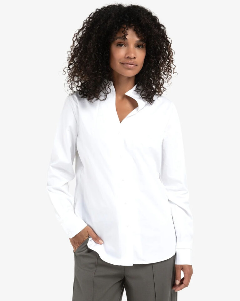 Blouse High V-neck White Yaya wit
