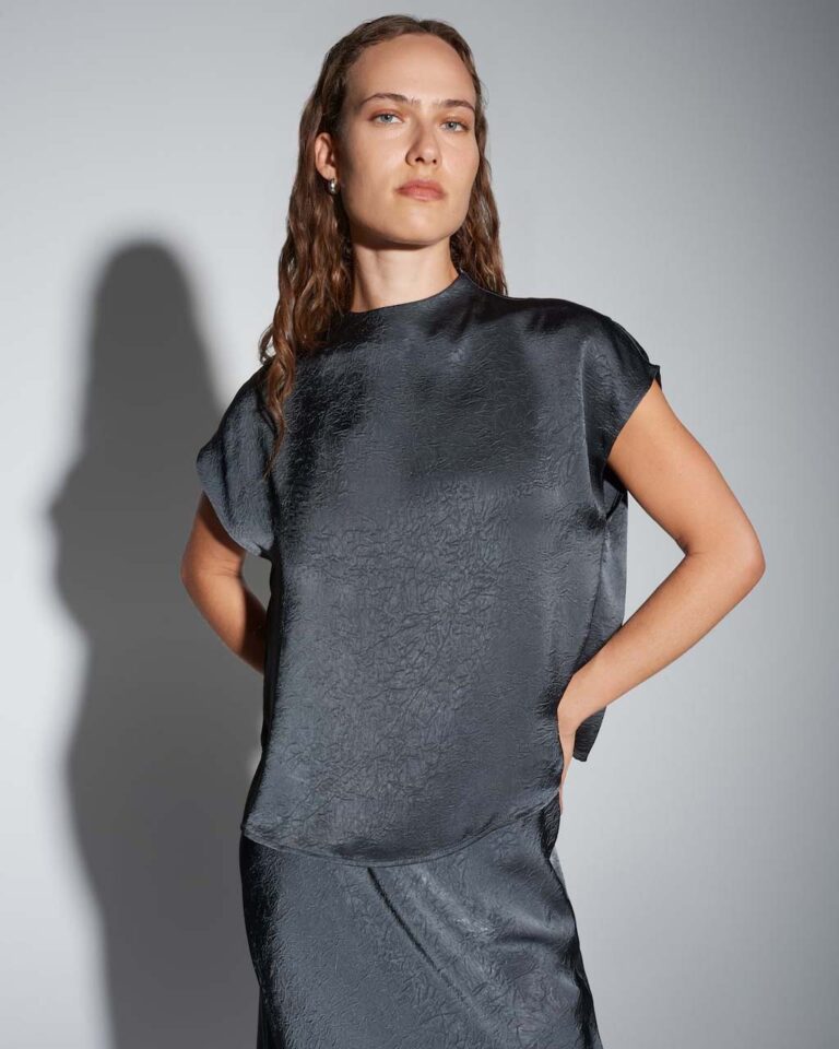 Blouse Zirken Someday satijn grijs