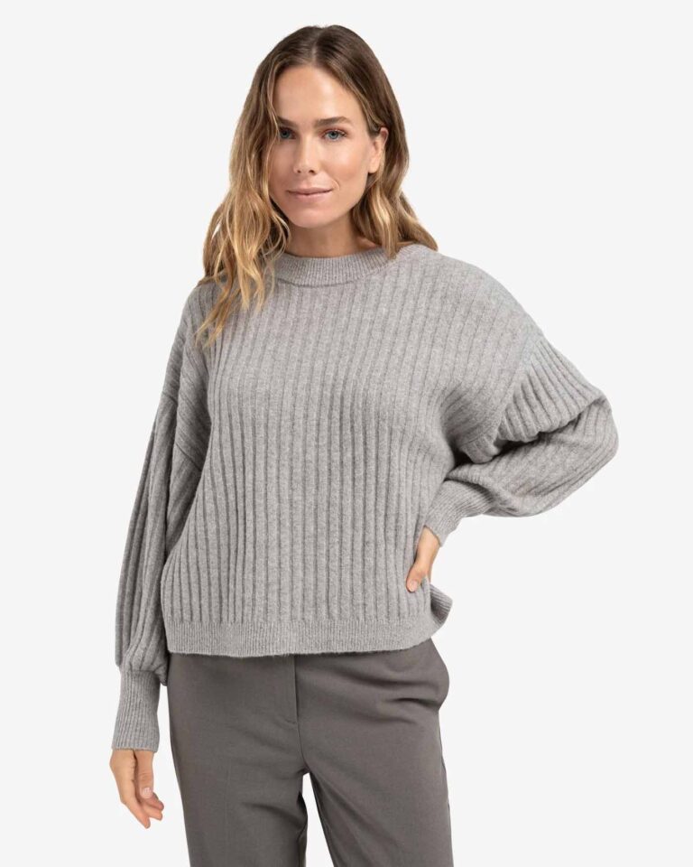 Sweater Ribbed Taupe Grey Yaya grijs