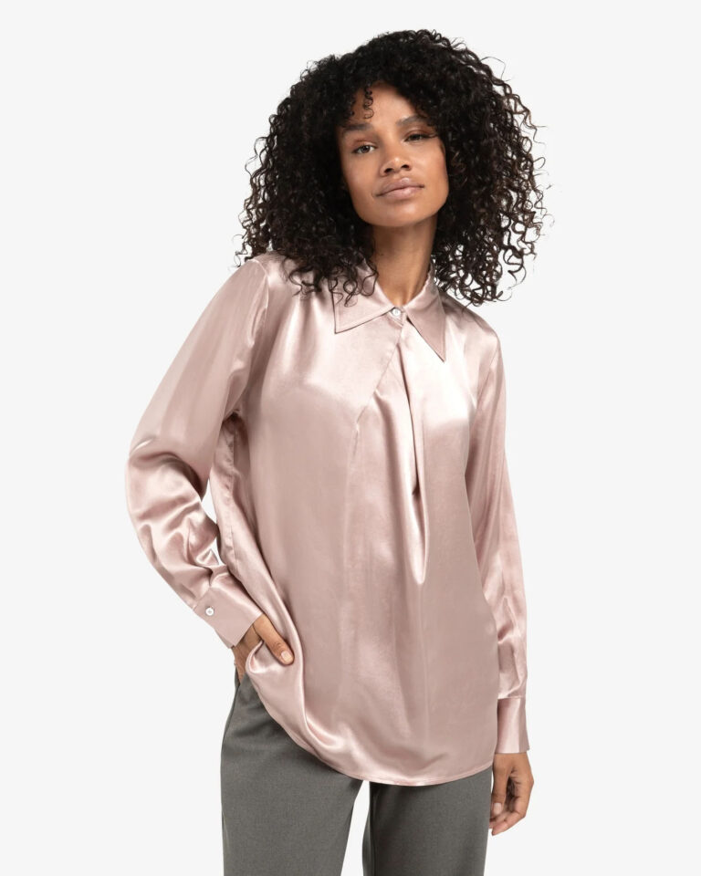 Blouse Satin Pink Yaya gray roze