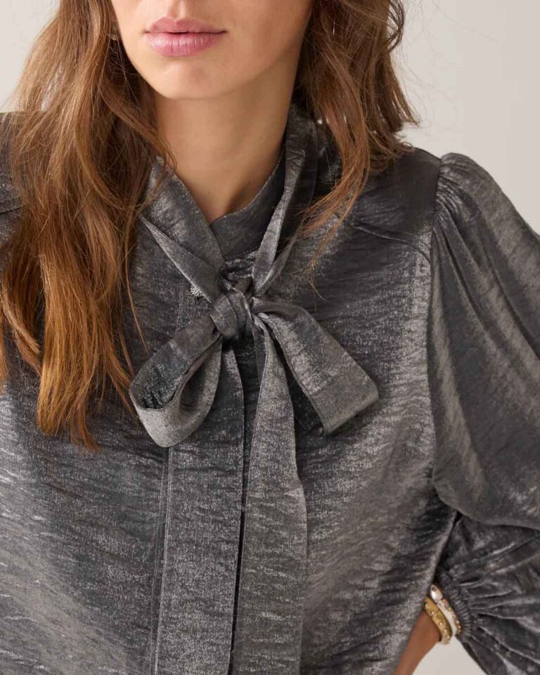 Blouse Metallic Grey Summum grijs shine