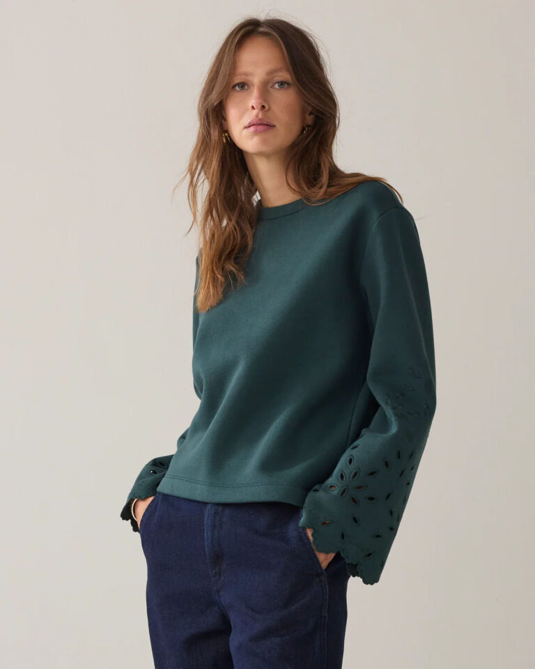 Sweater Embroidered Green Summum emerald