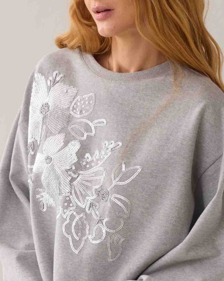 Sweater Flower Mid Grey Summum zilver