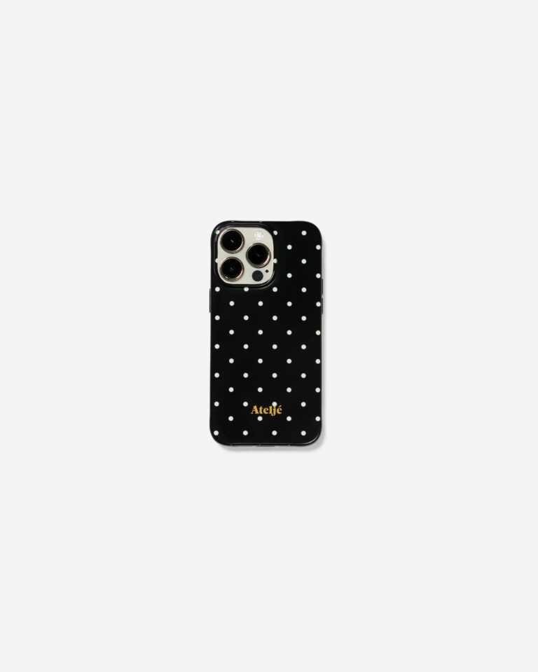 Iphone Case Black Polka Dot Ateljé zwart met witte stippen