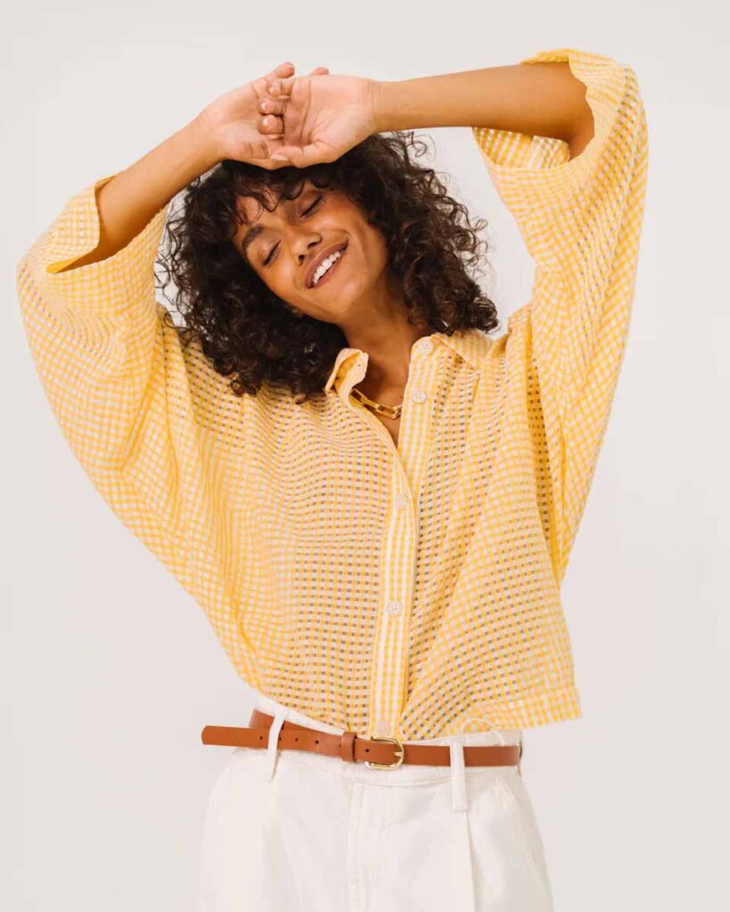 Blouse Laelia Geel Sacrecoeur geruit giallo