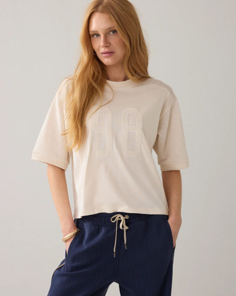 T-shirt Mesh Baseball Summum ivory ecru