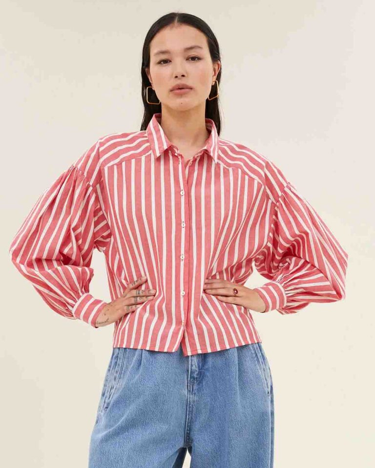 blouse Sarah Short Stripe Red By Bar 1