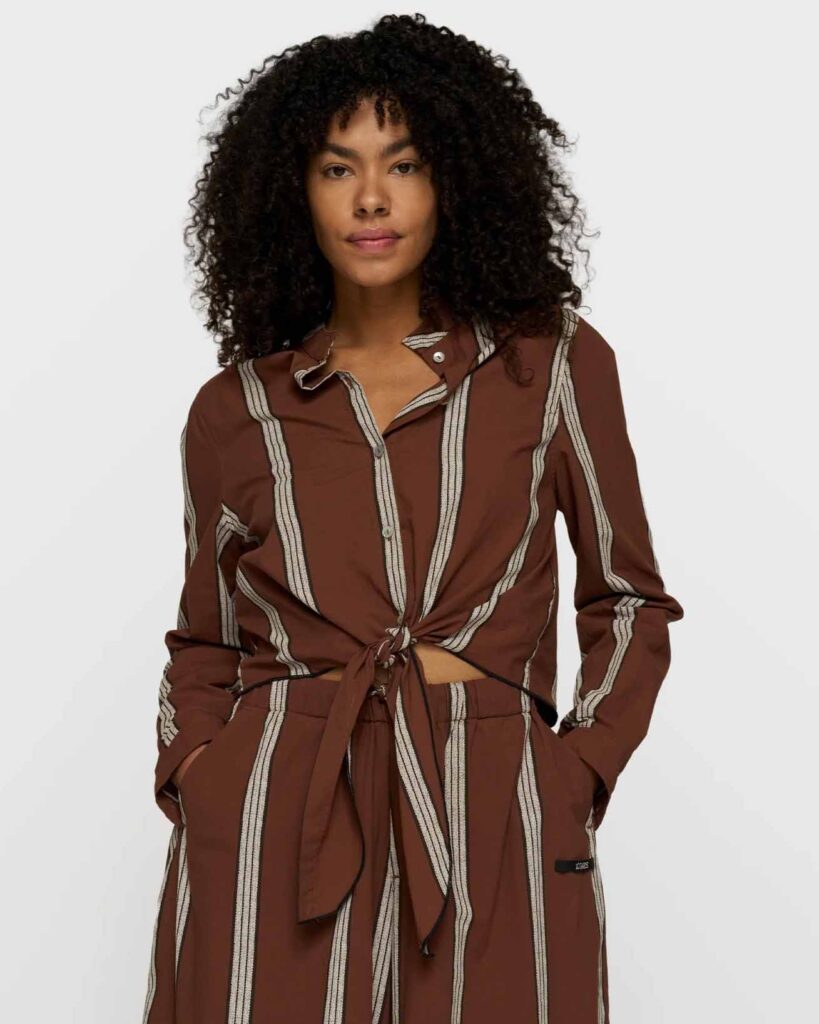 Blouse Cropped Stripe Brown 10Days bruin